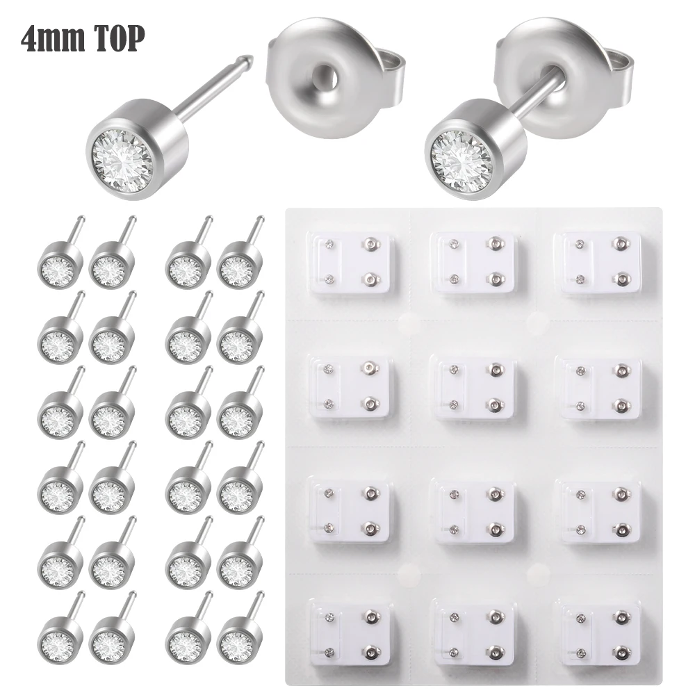 Dreamlee Surgical Steel Tragus Cartilage Ear Studs 3 & 4 mm CZ 6