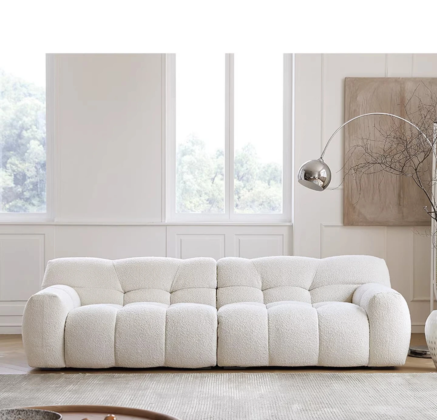 Cream Wind Candy Sofa, Snowflake Velvet Light French Light Luxury Ins Retro Marshmallow Fabric Sofa