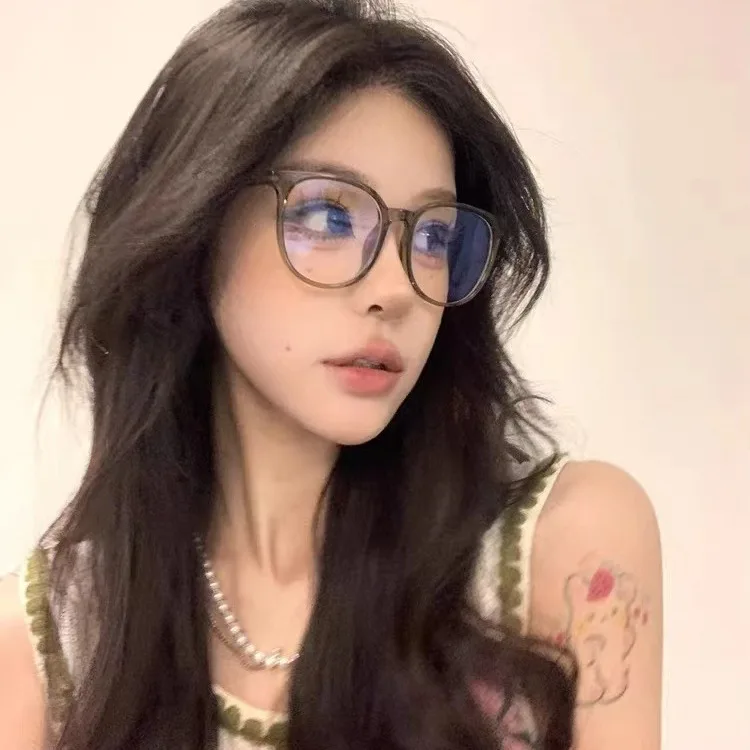 

Большие женские очки для похудения лица без макияжа, блокирующие синий свет, модная оправа без рецепта, очки высокого качества