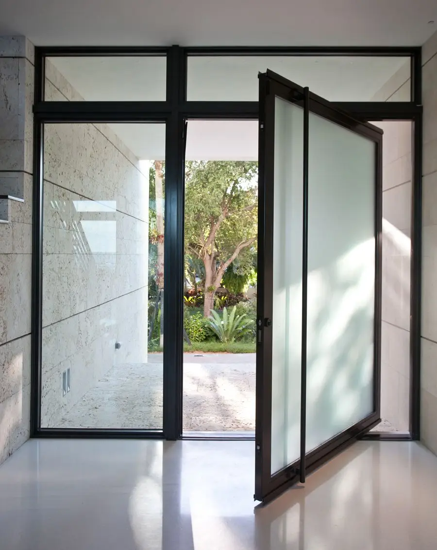 

Entry Door Modern Design Residential Custom-Made Toughened Tempered Glass Interior Exterior Steel Glass Pivot Door