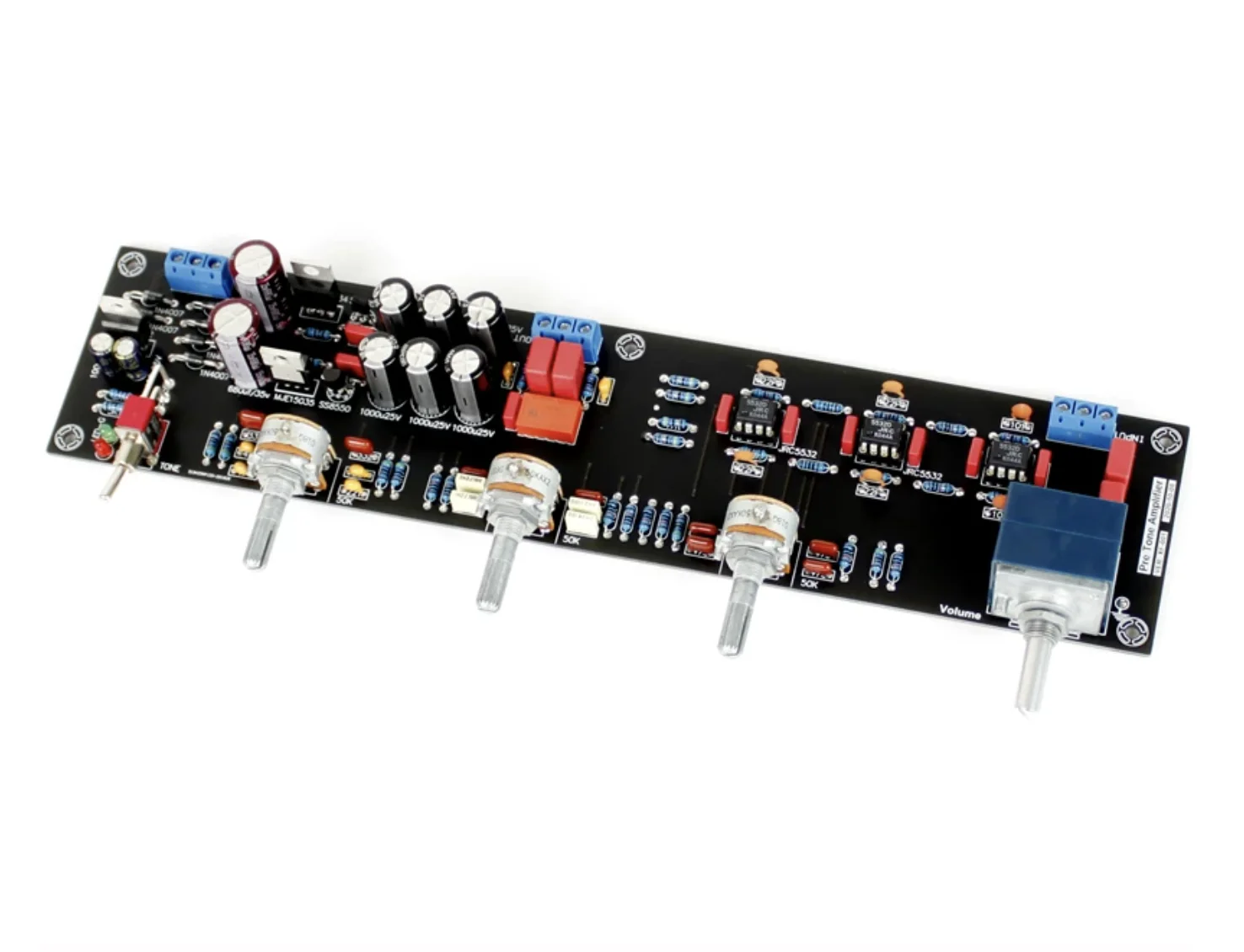 A8 HiFi Tone Preamp Board Adjustable Treble Bass Replaceable Op-Amp ELNA WIMA Capacitors Low Noise Bypass Switch Home Amp Board