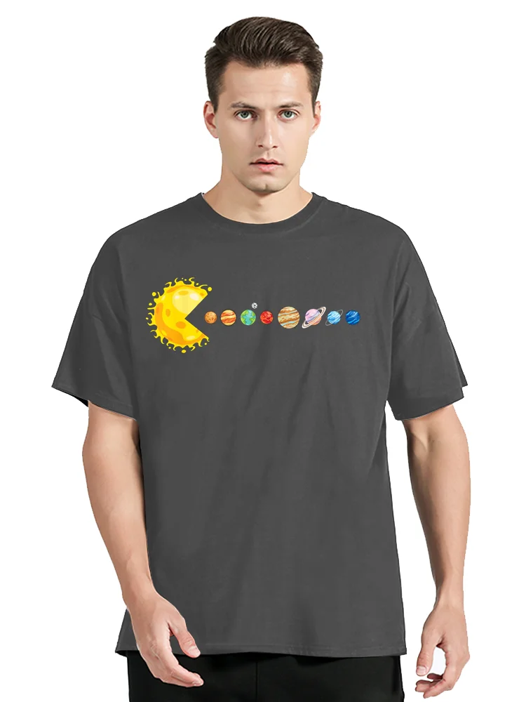 Planetary System Star Eating Planets Sun Funny Astronomy T-shirt Graphic Unisex Tops Tees Cotton Fitness Oversized T Shirt