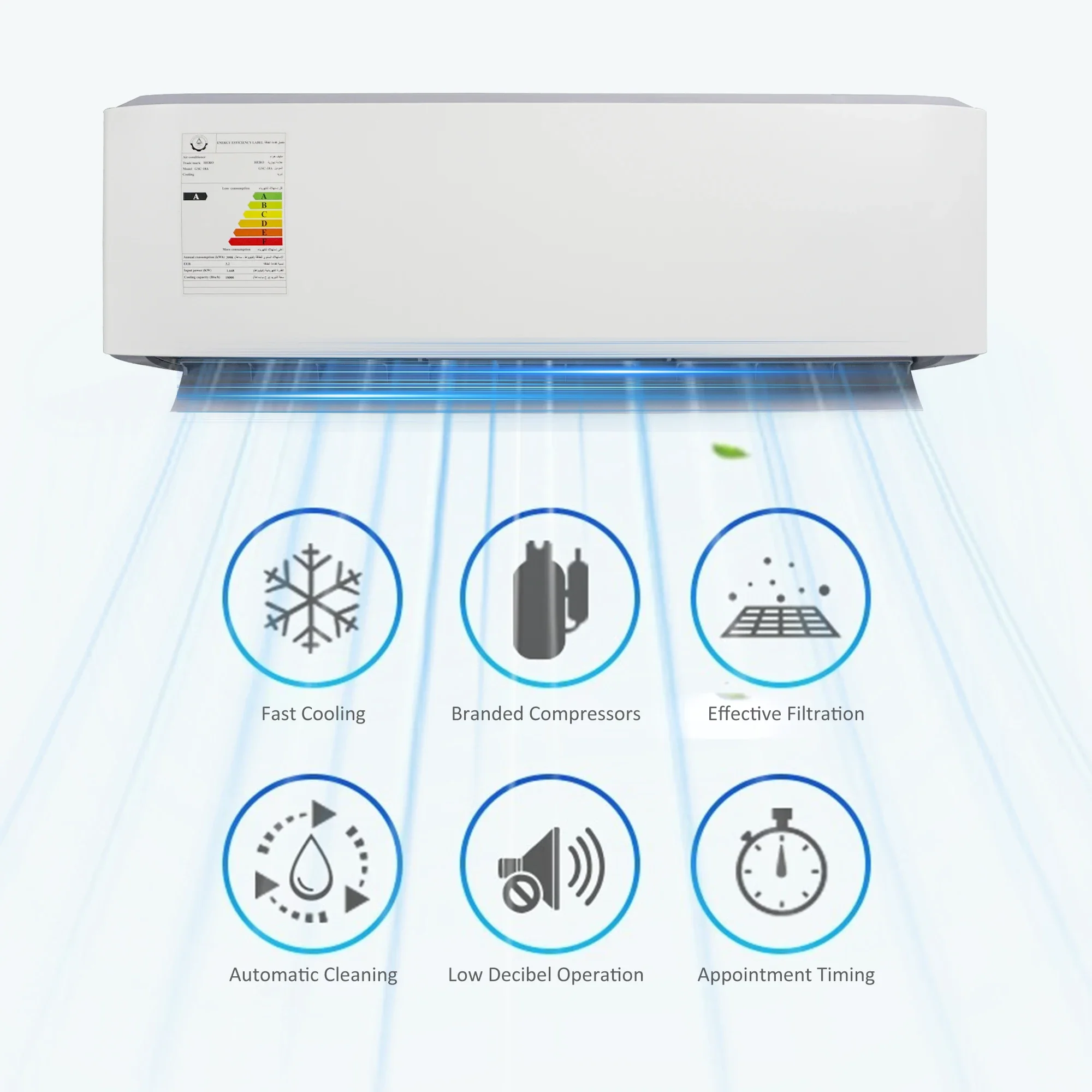 T1 Tropical Air Conditioner 18000BTU Living Room Refrigeration Air Conditioner Wall Mounted European Air Conditioner