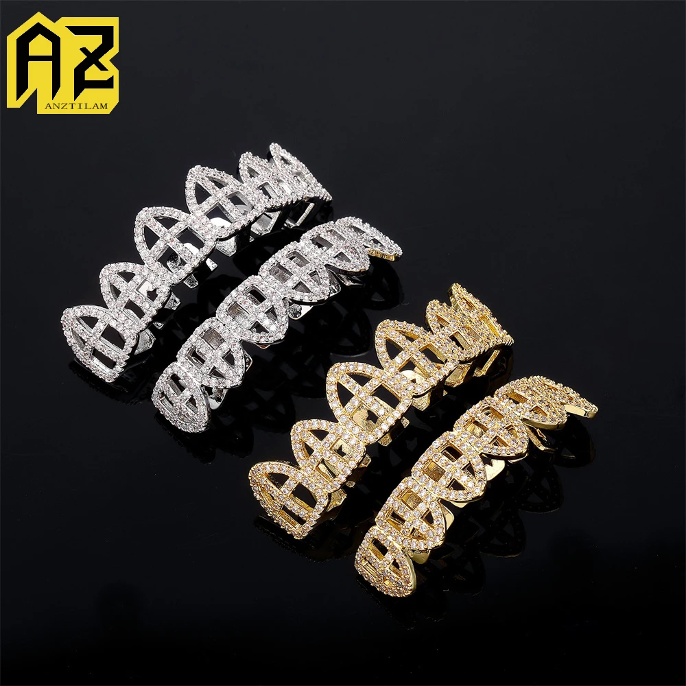 

Anztilam Cross Grillz Iced Out Grills Tooth Grill Men Women Hip Hop Caps Brass Fashion Jewelry Free Shipping