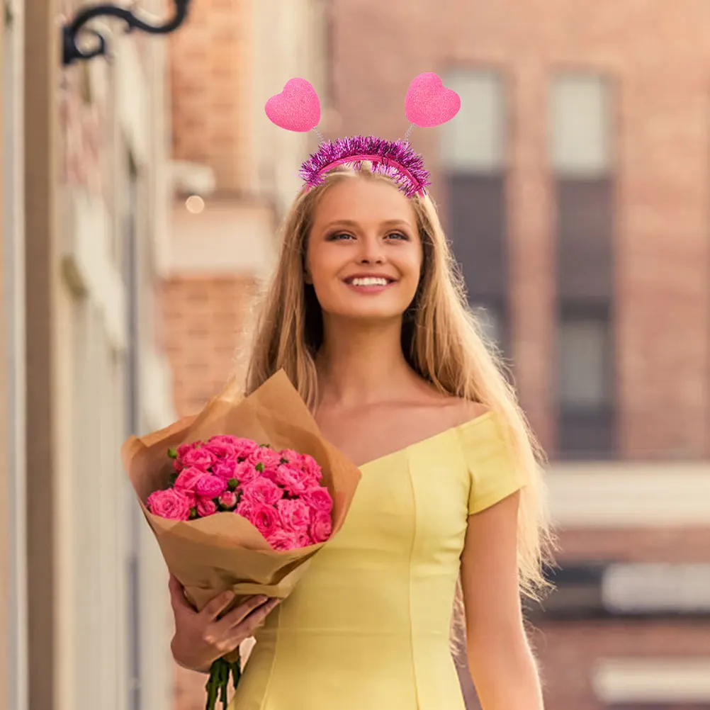 

4pcs Heart Headband Valentine'S Day Party Hairband Red Heart Hair Hoops Festival Wedding Headbands For Girls