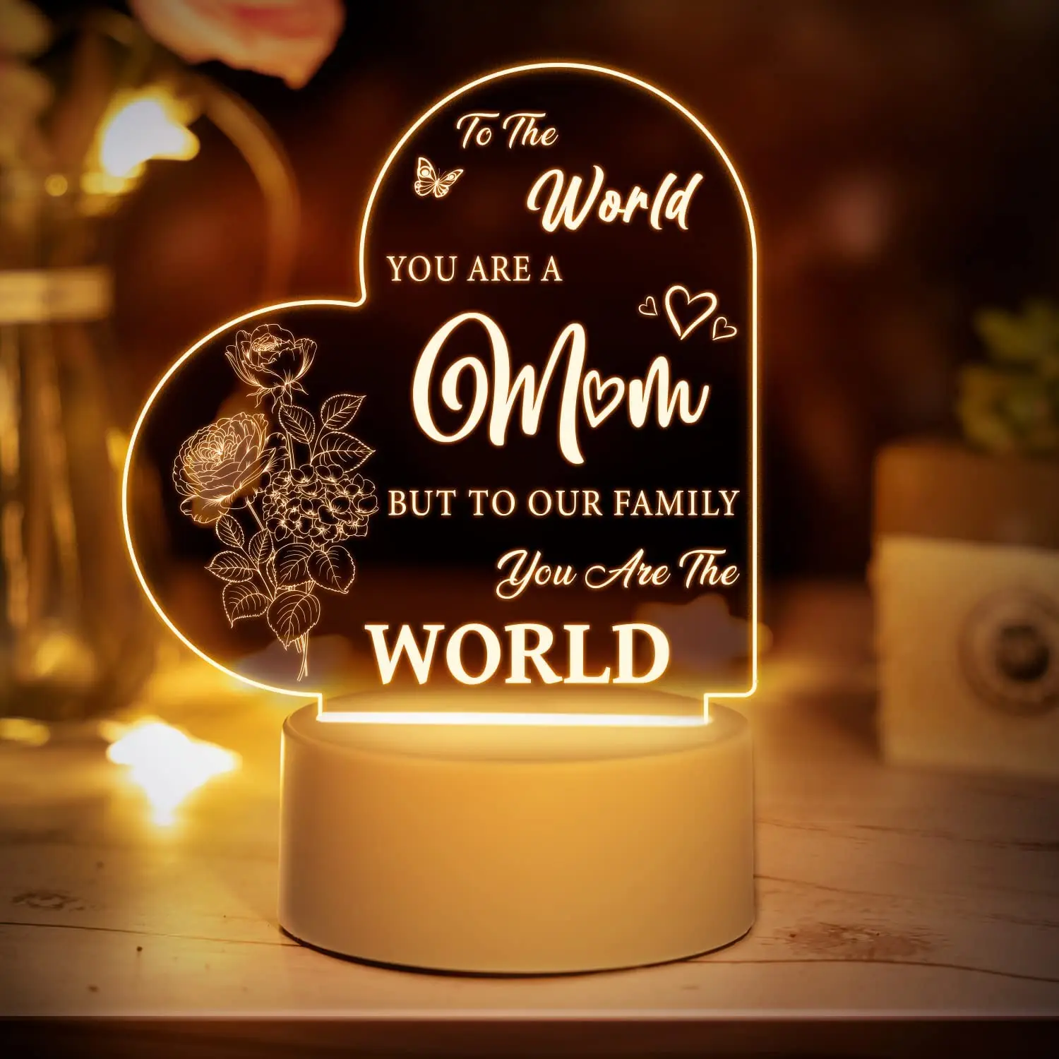 

Mothers' Day Gifts for Mom from Daughter Engraved Night Light with Moved Words, Acrylic Gifts for Thanksgiving, Birthday, Xmas