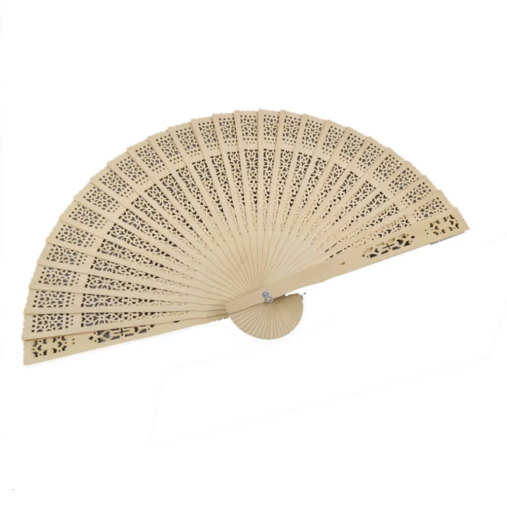 Home Decor Wedding Hand Fragrant Party Carved Bamboo Folding Fan Chinese Style Vintage Hollow Wooden Crafts Handheld Fans 20cm