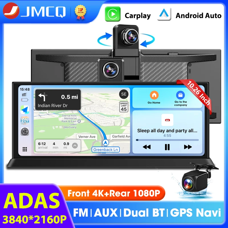 

11.26" ADAS DVR 4K Camera Wireless CarPlay Android Auto Dash Cam Bluetooth Audio GPS Navigation Dashboard Video Recorder FM AUX