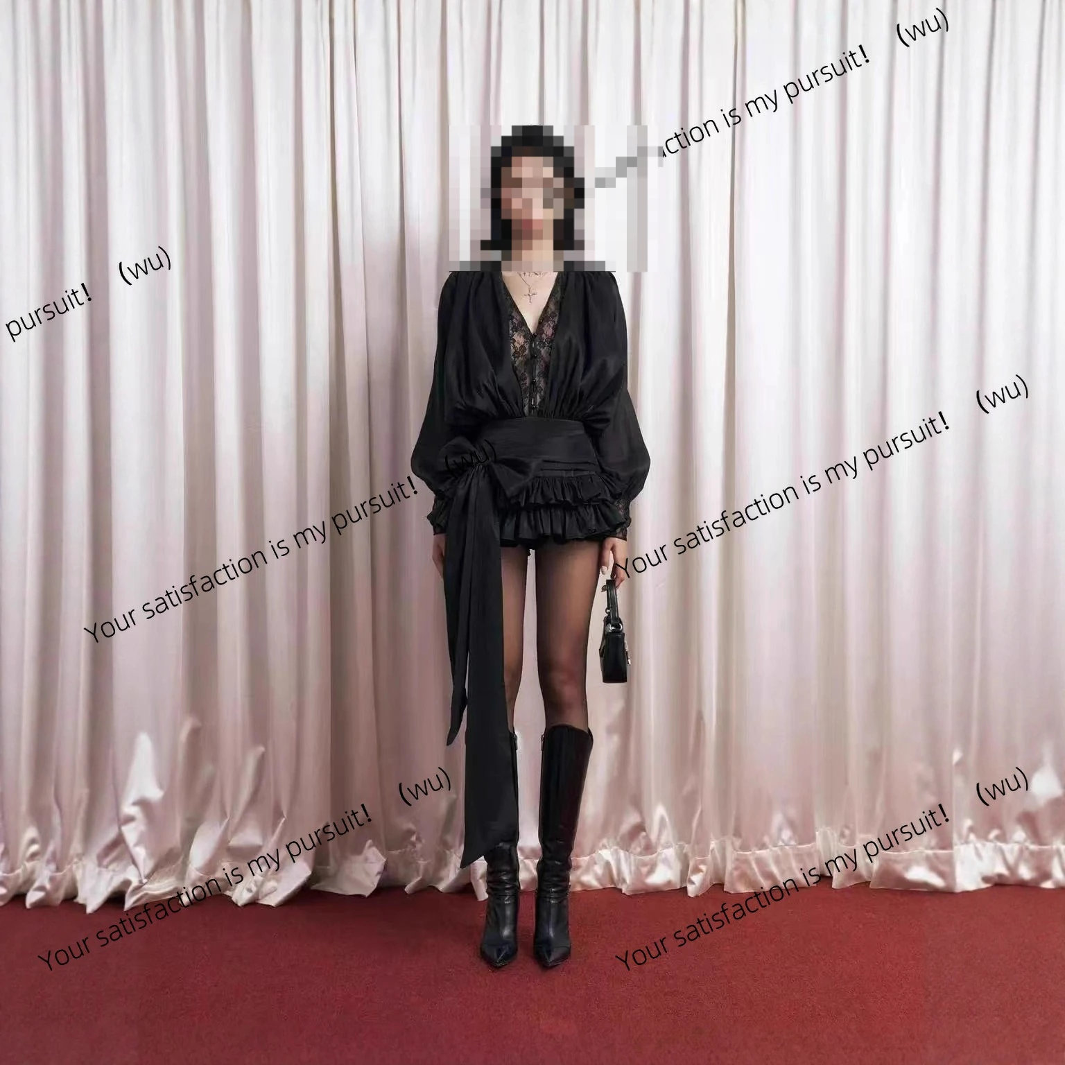 

Chanclo * i new fashion spice long-sleeved waist bow puffy skirt