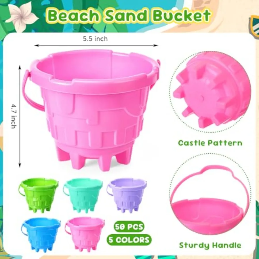 Beach Buckets For,Plastic Sand Pails In Bright Colors, Lightweight And Durable For Beach, Sandbox, Pool, Gardening, Summer Part