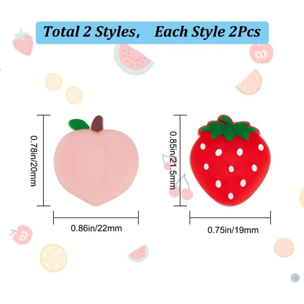 4Pcs Peach Strawberry Thumb Grips Fruit Soft Silicon Joystick Button Caps Analog Joy Stick Cover Compatible with Switch OLED