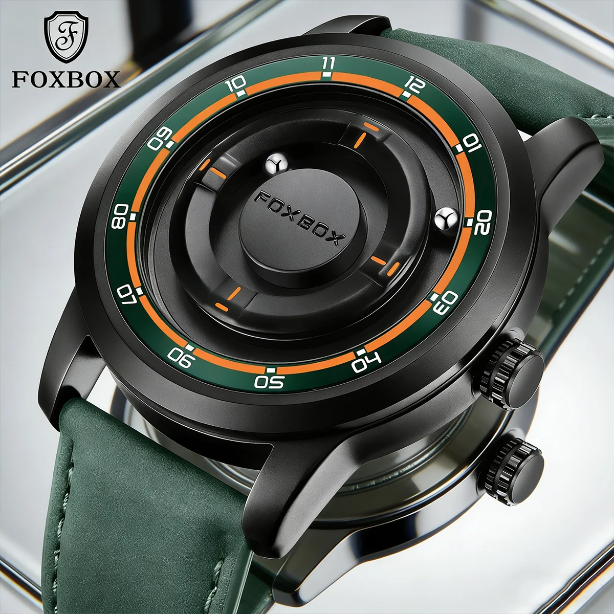 

FOXBOX Simple Men's Business Watches Magnetic Steel Ball Dial Watch For Man Waterproof Sport Military Clock Relogios Mascolinos