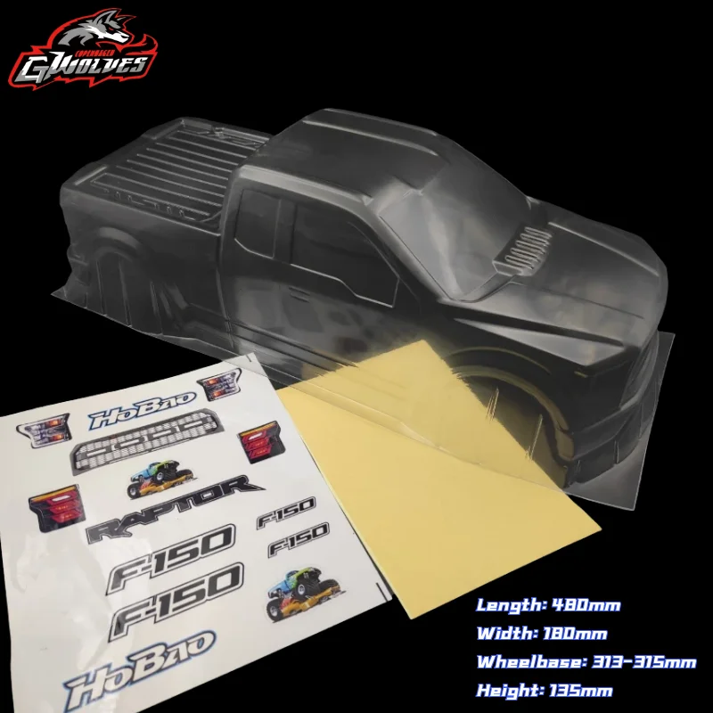 Wysokiej jakości karoseria 1/8 RC PC F150 Raptor Shell Body 313mm Wheelbase dla HOBAO OP-0125N RC Monster Truck Crawler Scale MTX FLUX MT410