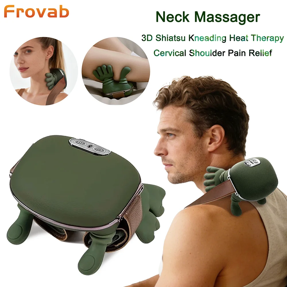 

Frovab 3D Shiatsu Kneading Heat Therapy for Cervical Shoulder Pain Relief Cordless Portable Massage Device for Home Office