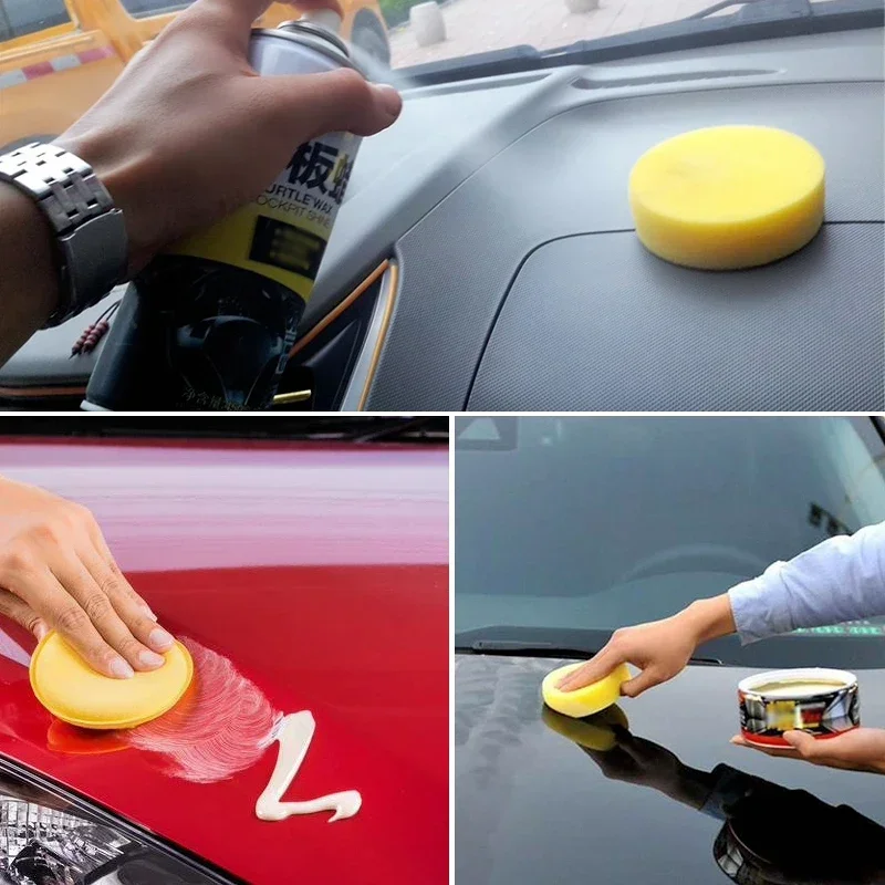12Pcs High Density Foam Car Wax Applicator Pads Round Polishing Sponge Auto Detailing Tire Shine Car Accessories Interior
