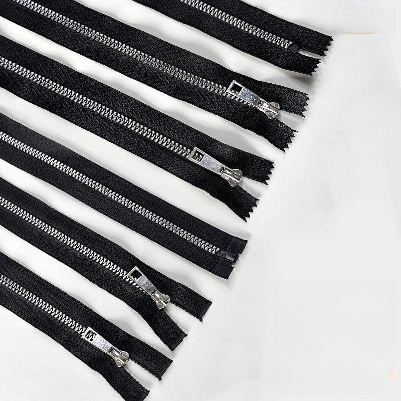 5 Size Resin Dynamic Tooth Zipper Silver Plated Seal Oil Black Single Open Closed End Multi Size