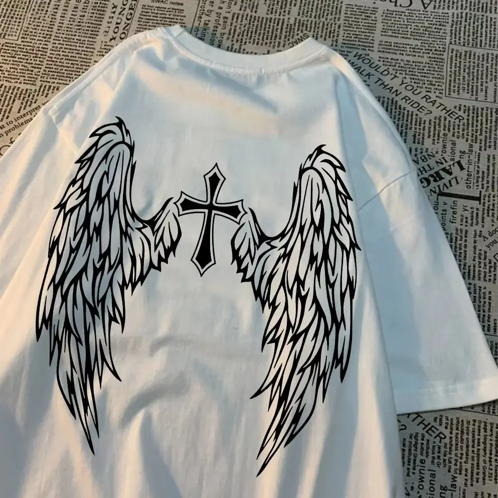 تي شيرت رجالي ونسائي بأنماط مطبوعة، ملابس قطنية، تي شيرت كاجوال بأكمام قصيرة ورقبة دائرية، تي شيرت كبير الحجم #4