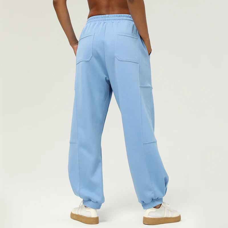 Women Breathable Sweatpants Solid Color Loose Joggers Pants Drawstring Waist Pocket Sports Trousers Female Workout Clothes