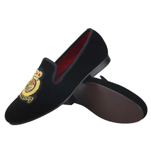 पियरगिटार हस्तनिर्मित भारतीय रेशम शाही शैली क्राउन गोल्डन थ्रेड पैच पुरुषों के लोफ़र्स हाई-एंड ब्लैक वेवलेट स्लिप-ऑन मोकासिन 12 best sales भारतीय जूते - №6