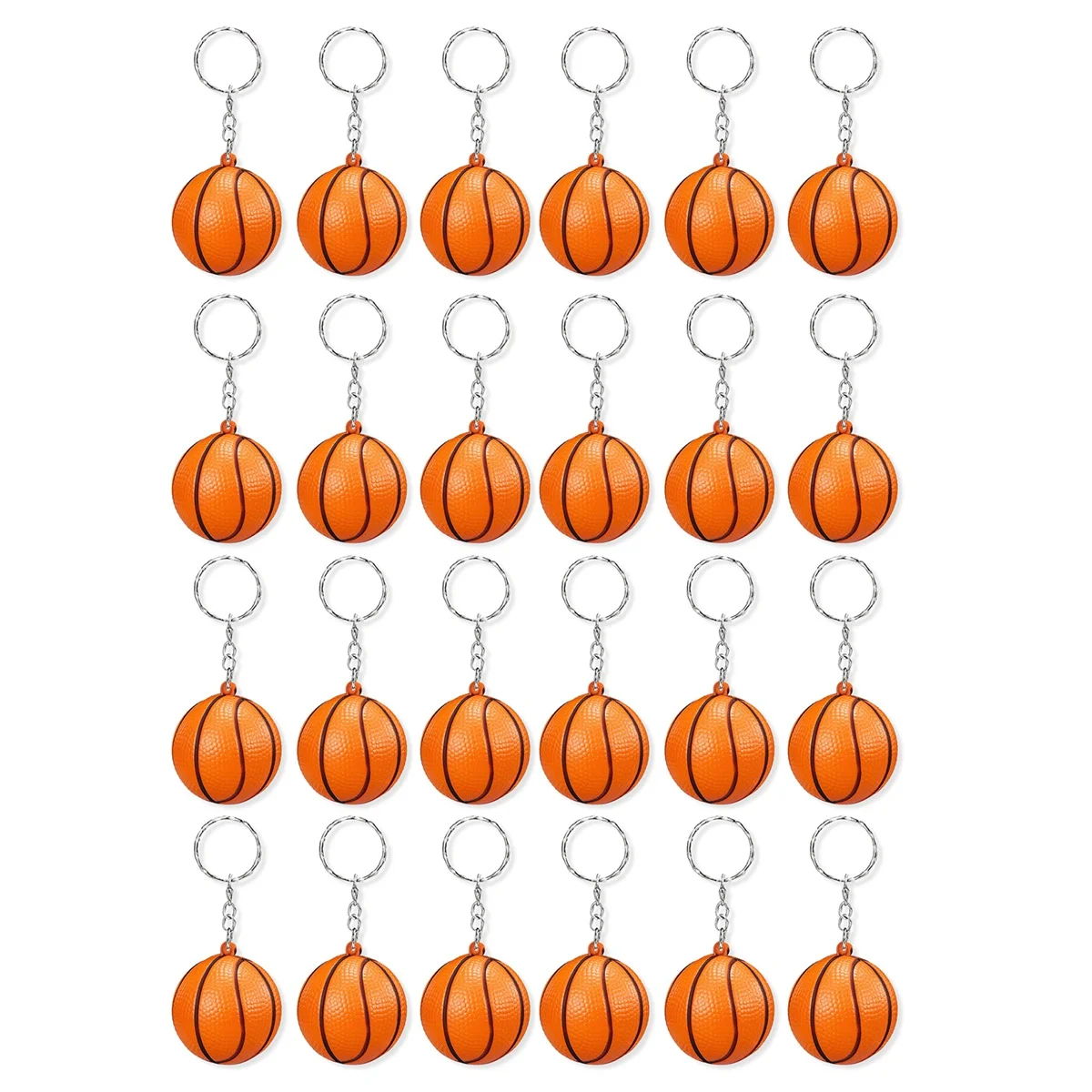 24 Pack Basketball Keychains,Mini Basketball Stress Ball Keychains,Sports Ball Keychains,School Carnival Reward for Kids