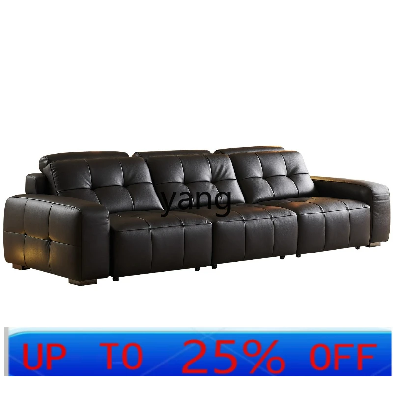 

LTT leather sofa electric small apartment living room black Italian minimalist function sofa bed