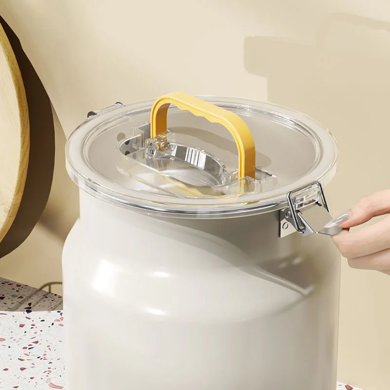 Airtight Metal Rice Storage Bucket with Handle, Grain Cereal Flour Food Storage Canister Kitchen Sealed Storage Container