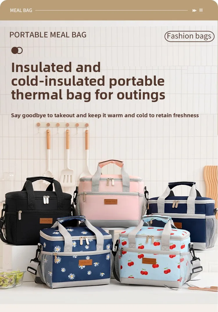 Tragbare Oxford Isolierte Kühltasche Wasserdichte Thermotasche Große Kapazität Schulter-Lebensmitteltasche für Picknick Camping Arbeit Reisen – Detail 1