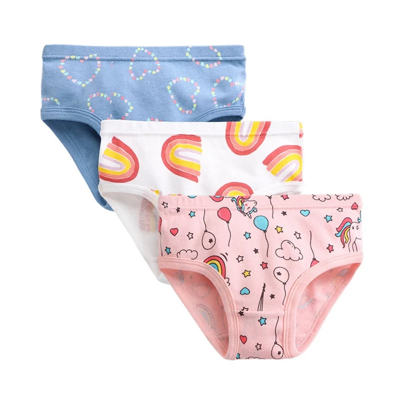 Pack of 3 Girls\' Soft Underwear Toddler Panties Toddler Undies Kids Girls Cotton Cool Breathable Panty Briefs 4-10 Years