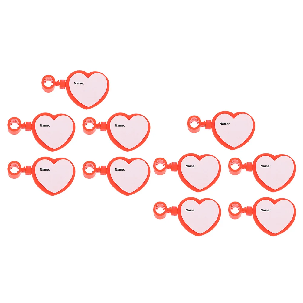 10Pcs Heart Shaped Stethoscope Name Tags Durable Plastic Two Sided Id Marking Clips for Tube Identification Name Tags