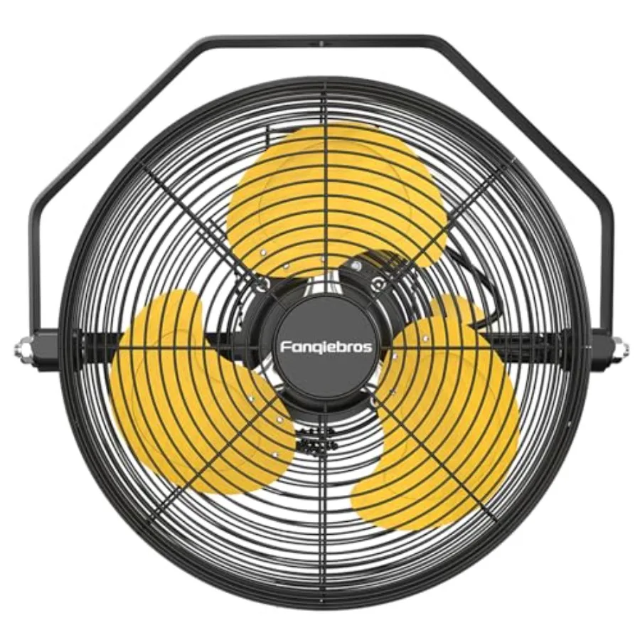 

High Velocity Wall Mount Fan, 500 CFM dustrial Metal Air Circulator, 3-Speed Commercial Wall Fan with 0° Tilt, Pull Cha, for Ga