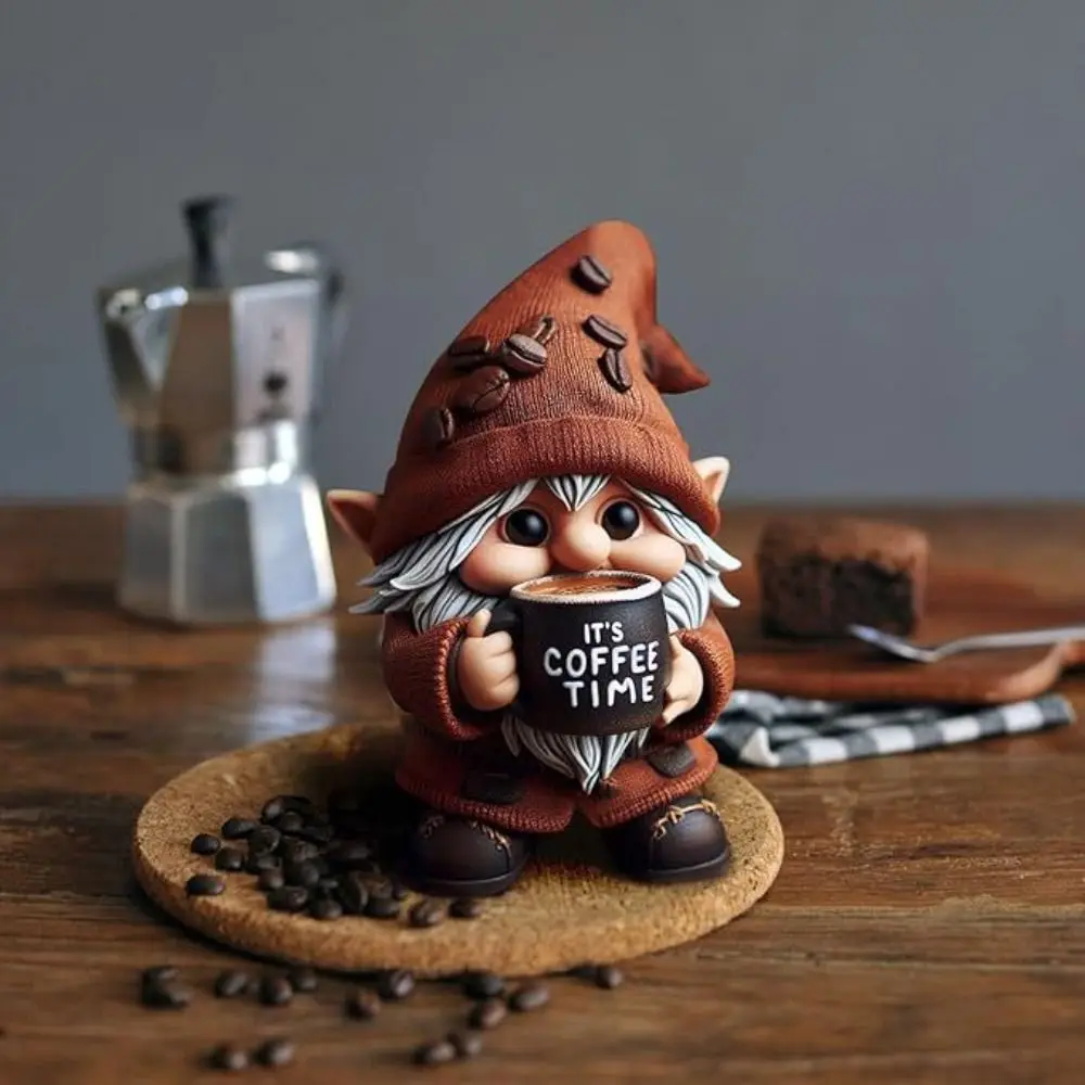

Funny Resin Coffee Gnome Figurine Cute Unique Dwarf Statue Decorative Miniature Sculpture Shop