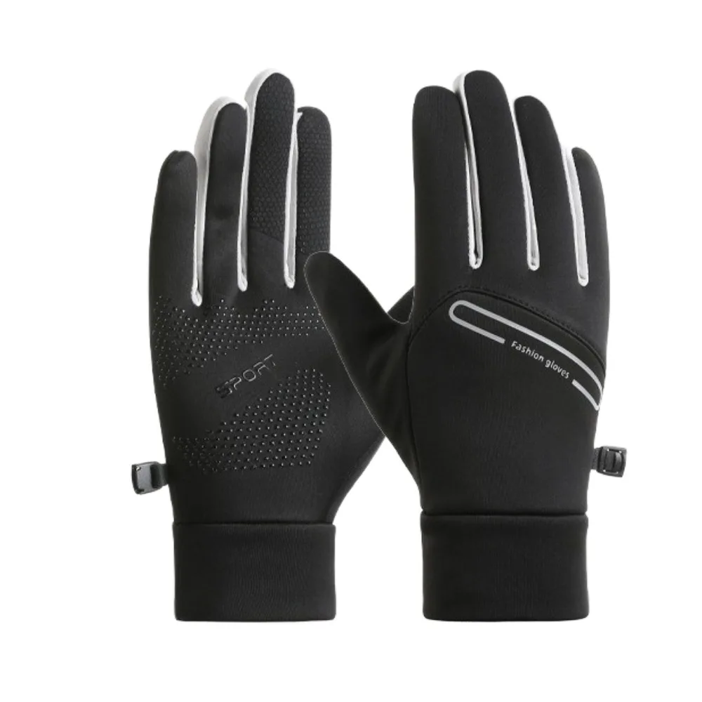 قفازات شتوية دافئة بلون سادة مضادة للانزلاق تعمل باللمس قفازات ركوب الدراجات كاملة الأصابع خفيفة الوزن قفازات رياضية للخريف والشتاء #3