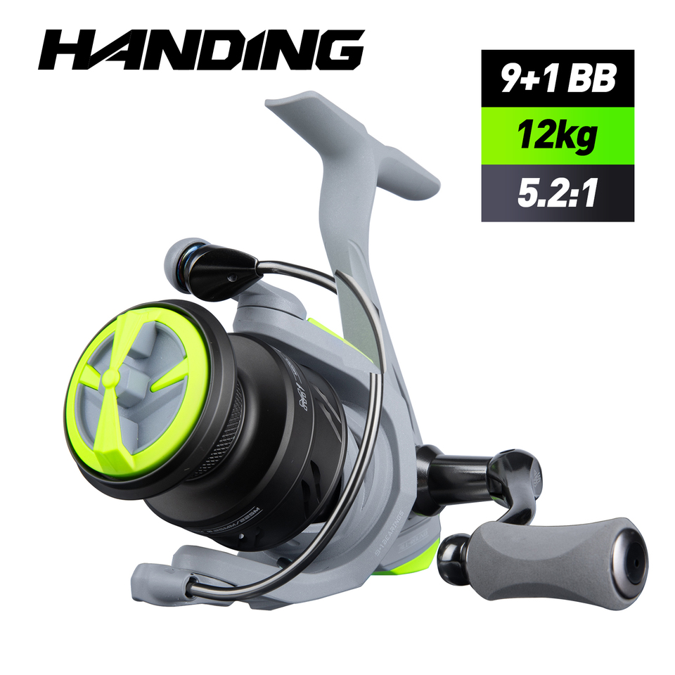  HANDING M1 Spinning Fishing Reel Graphite Reel, 9 + 1 Ball Bearings, 12kg Max Drag, 5.2:1 Gear Ratio, All Purpose Spinning Reel 