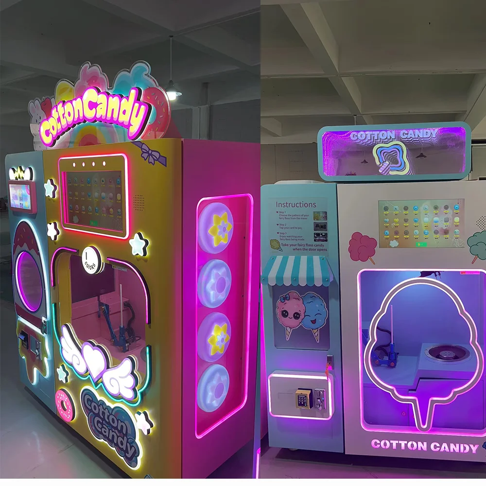 All Day Operation Fully Automatic Cotton Candy Machine Commercial Vending Floss Maker Robust Motor & Cooling System