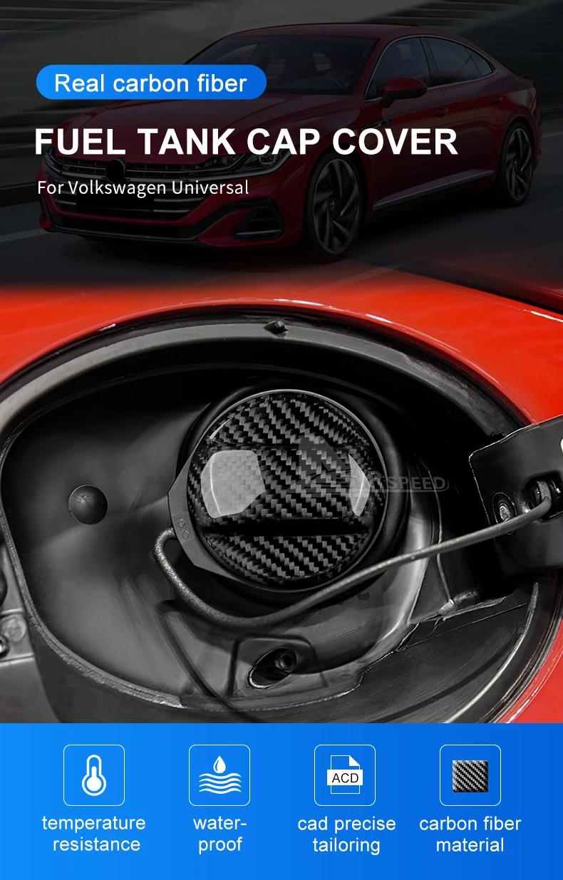 Harte, trockene Kohlefaser für Volkswagen Golf 7 MK7 GTI, Golf 8 MK8 GTI, Beetle, Scirocco, Passat CC, Tiguan Tankdeckel-Zieraufkleber – Detail 1