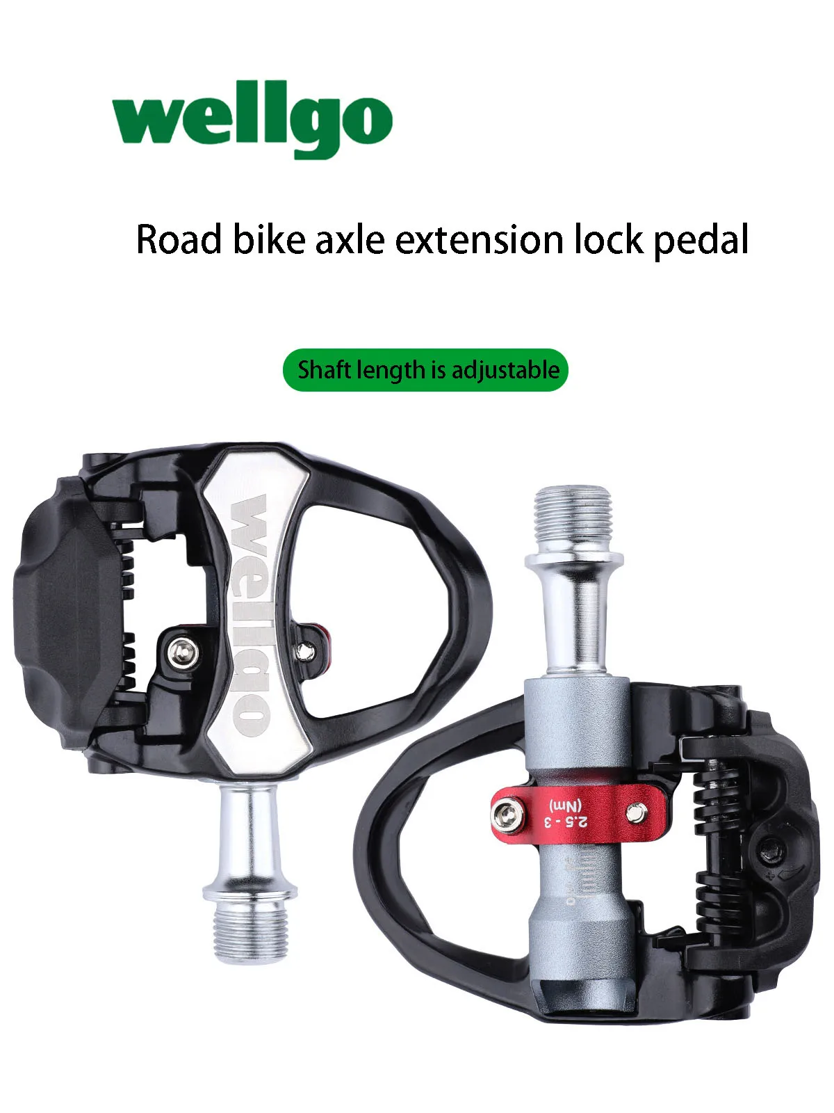 

WELLGO T003 Road Bike Axle Extension Lock Pedal Shaft Length Is Adjustable Aluminum Pedals Chromium-molybdenum Steel Shaft