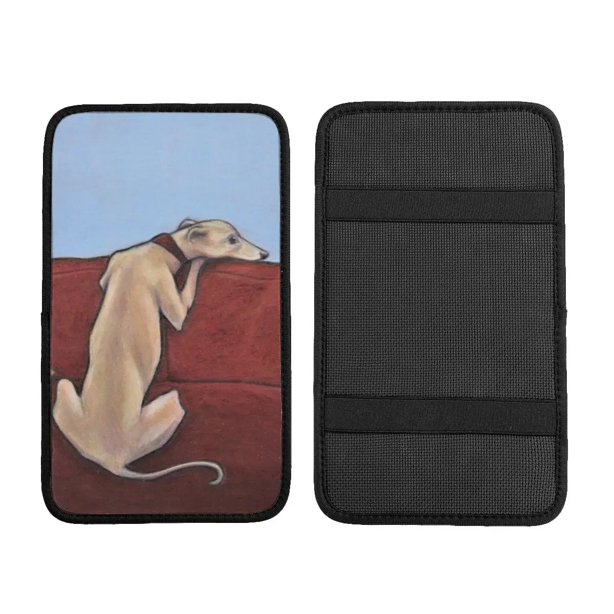 Car Armrest Cover Mat Whippet Waiting Car Center Console Protection Cover Mat Greyhound Hound Dog Interior Cushion Storage Box