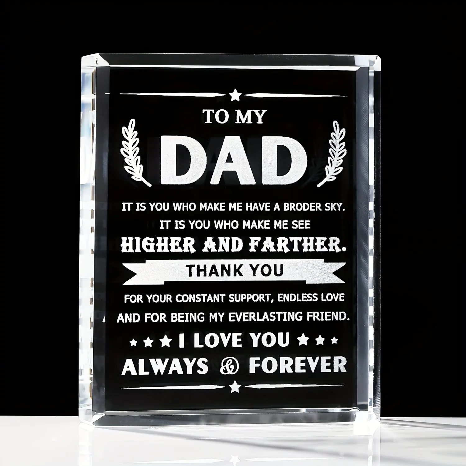 Gifts for Dad from Daughter Son Crystal Plaque Birthday Gifts for Dad Crystal Best Dad Keepsake Gift on Christmas Father's Day