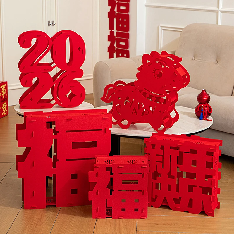 Adorno del año del caballo, adornos Fu para Festival de Primavera, decoración de la suerte de Año Nuevo 2026, decoraciones tradicionales chinas para fiesta de boda