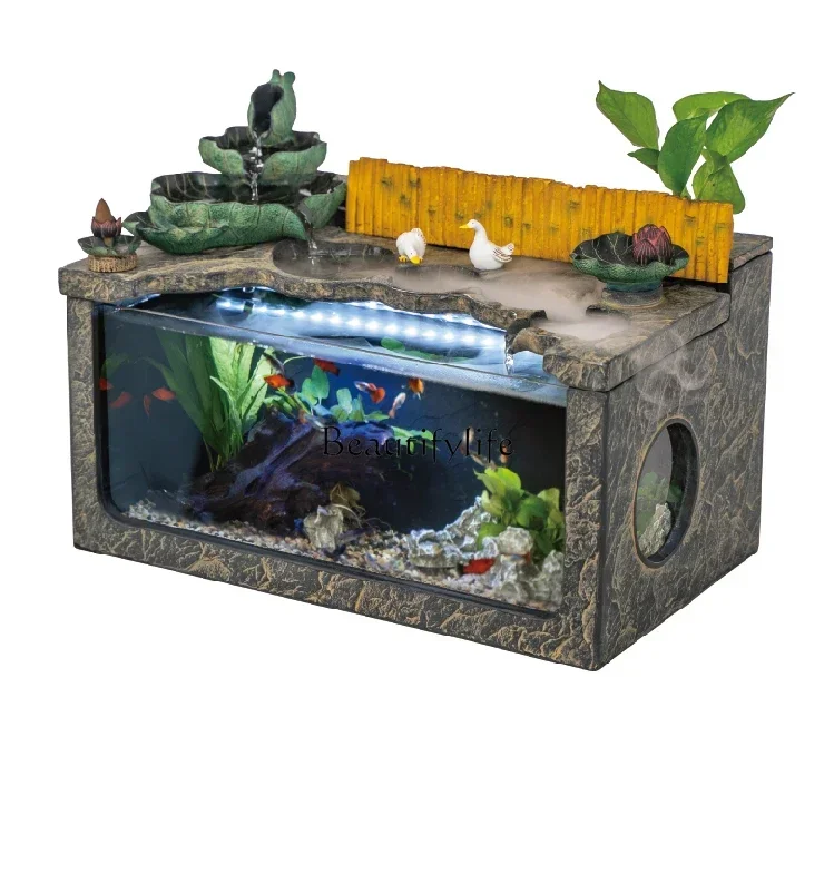 

Chinese Living Room Fish Tank Flowing Water Ornaments Circulating Water Office Desk Surface Panel Landscaping Decoration