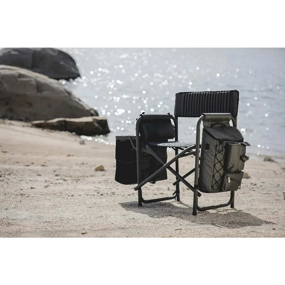 KtCamping-Chaise avec table d'appoint et refroidisseur doux, chaise de plage pour adultes, chaise de pelouse