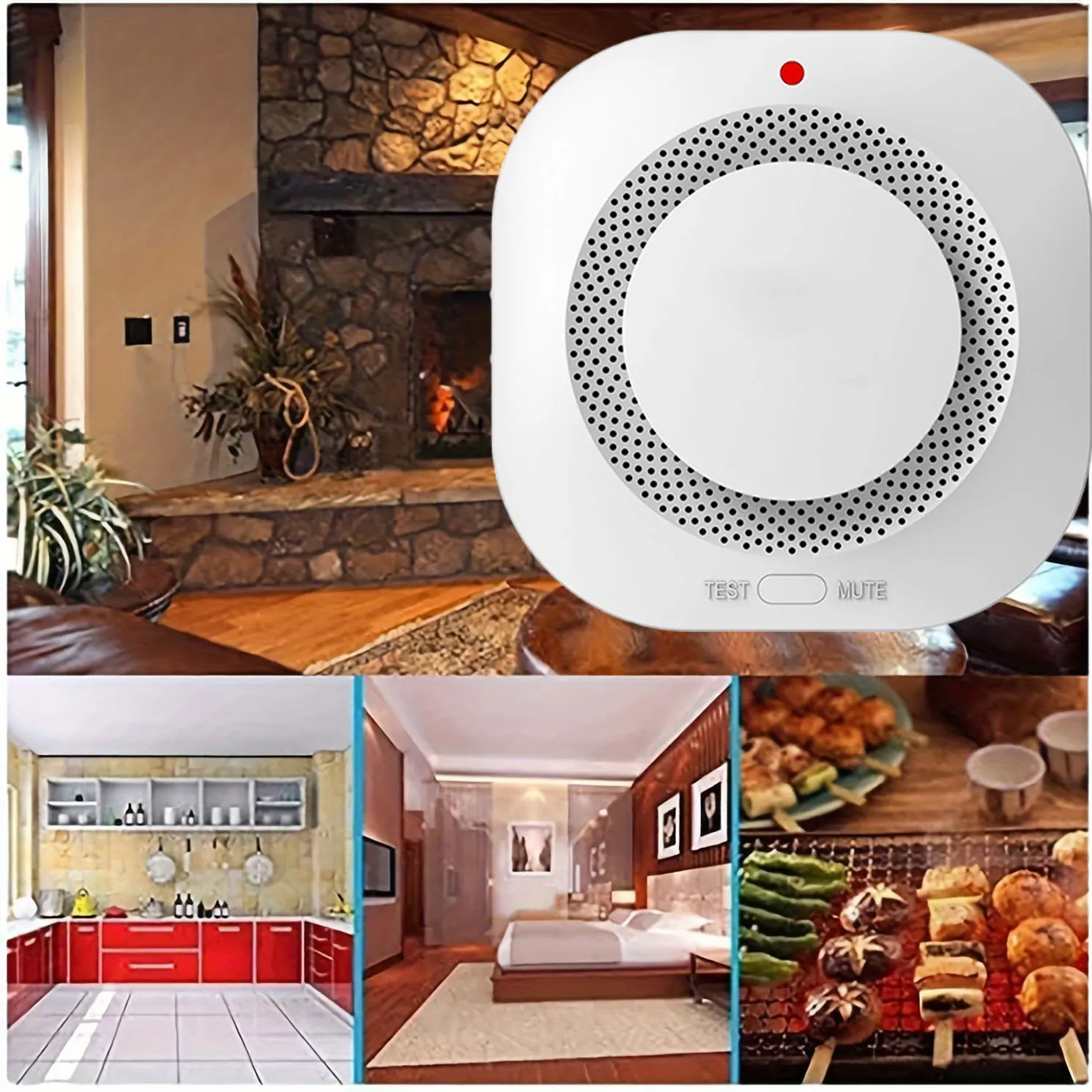 PGST Smart Standalone Wireless Smoke Detector,Fire Protection,Home Security Alarm,Sound Light Alarm,Battery Powered,for home,etc