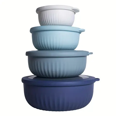 4pcs Salad Bowls, Mixing Bowls With LIDS, Various Sizes, Food-grade Salad Sauce And Snack Container, Suitable For Reusable Refrigerator Storage, Party Supplies, Wedding, Thanksgiving, Kitchenware.
