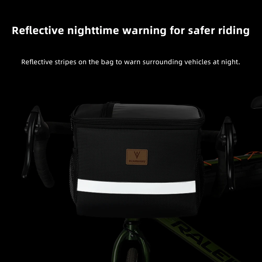 8L Bike Front Storage Bag Large Capacity Touch Screen Outdoor Cycling Pouch Waterproof with Reflective Strip Cycling Accessories