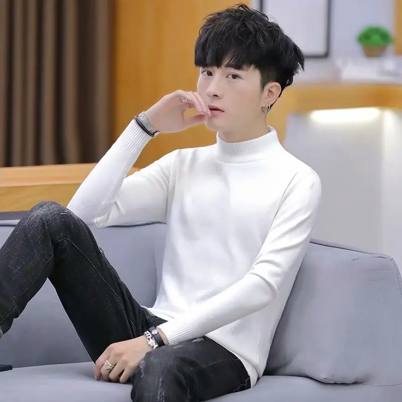 

Мужской свитер High Ne Slim Fit, цветной, корейский, модный, для пары, трикотажный, мужской, зимний, модный