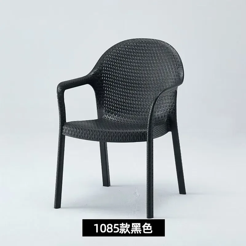 for Outdoor Plastic Chair Waterproof Sunscreen Summer Backrest Courtyard Garden Villa Table and Chair Set Simulation Rattan