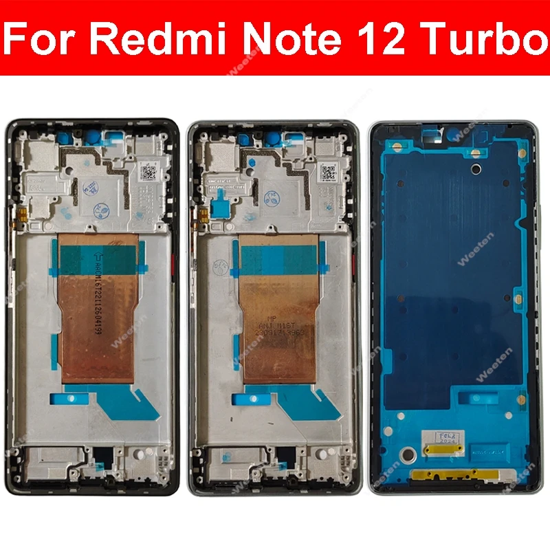 LCD Frame Cover Housing For Xiaomi Redmi Note 12 Turbo LCD Frame Middle Frame Bezel Holder with Side Buttons Replacement Parts