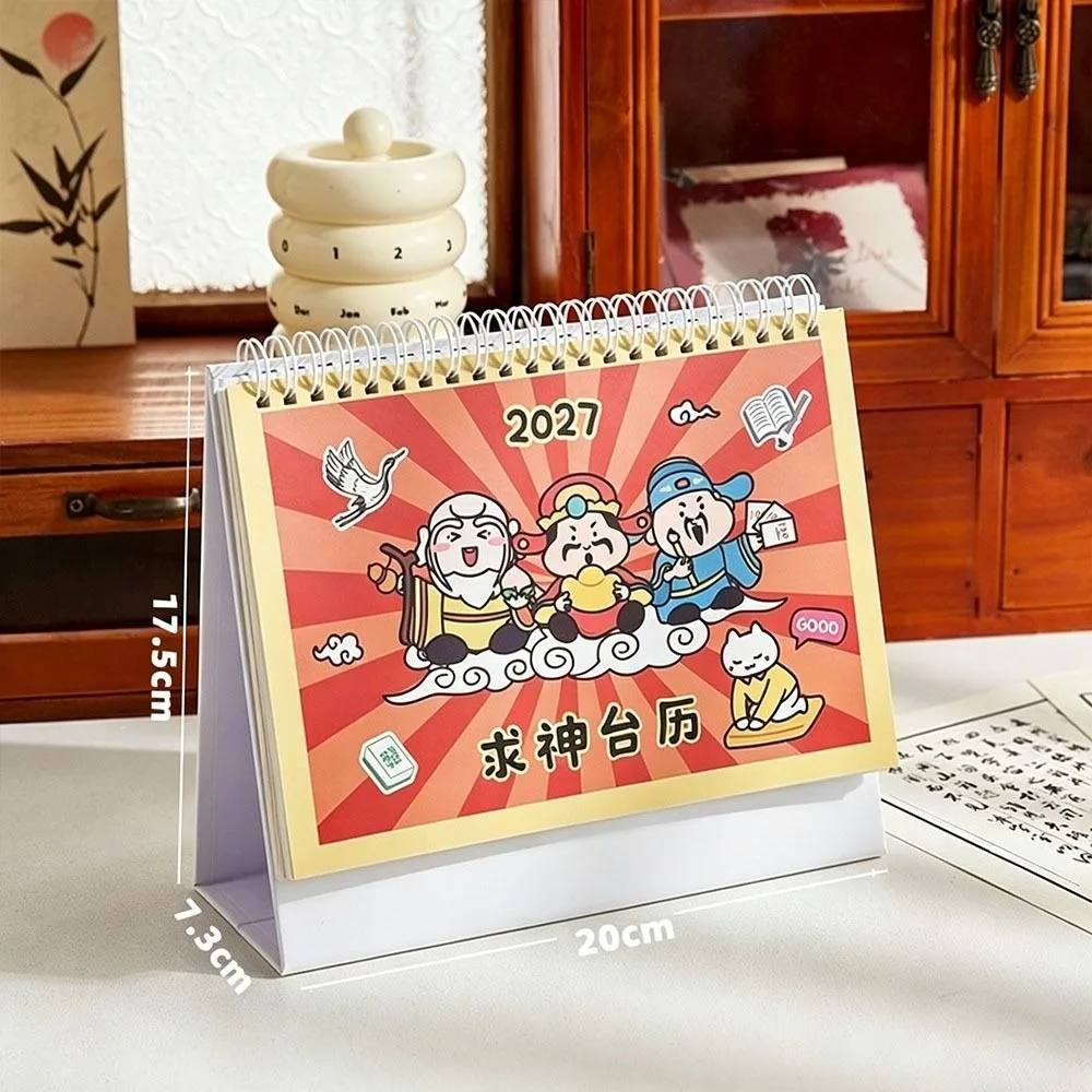 Standing 2027 Blessing Desk Calendar Foldable Monthly Layout Monthly Calendar Colorful Appearance Portable Flip Calendar