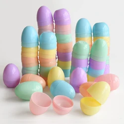 12pcs Colorful Easter Eggs Fillable Candy Gift Packing Box Kids Hunt Game Props Easter Party Home Decoration Plastic Empty Egg