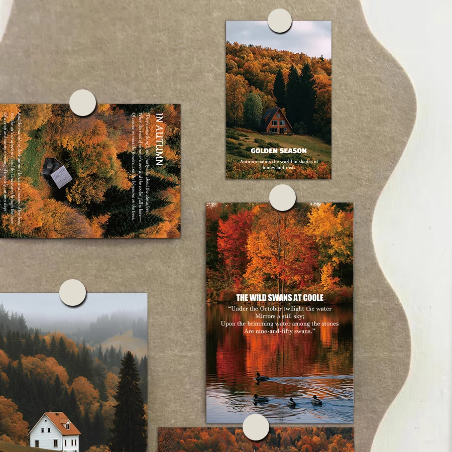 10PCS Ode To Autumn Colors Card Sticker Supplies Scrapbooking Streetwear Luggage Laptop Photo DIY Supplies Creative Wall Cards
